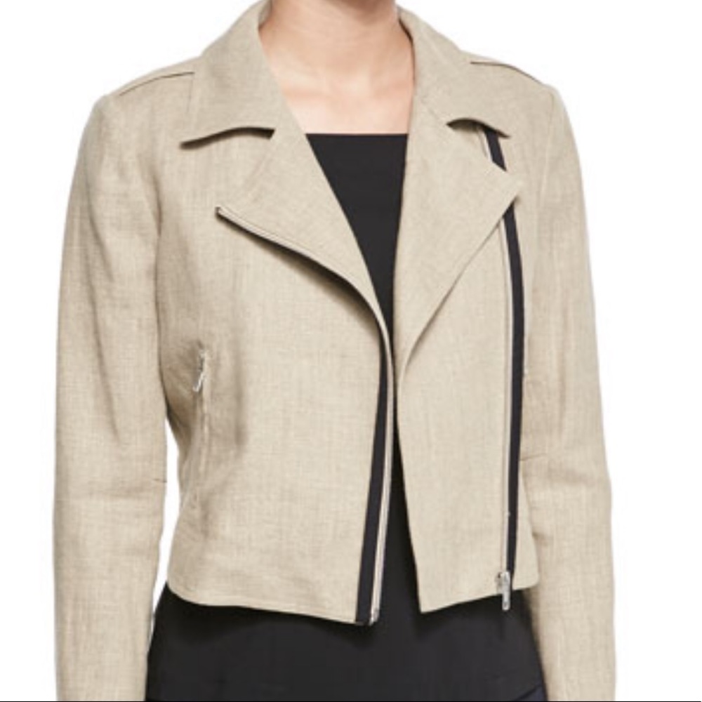 Theory Sanda Linen Moto Jacket. Gem